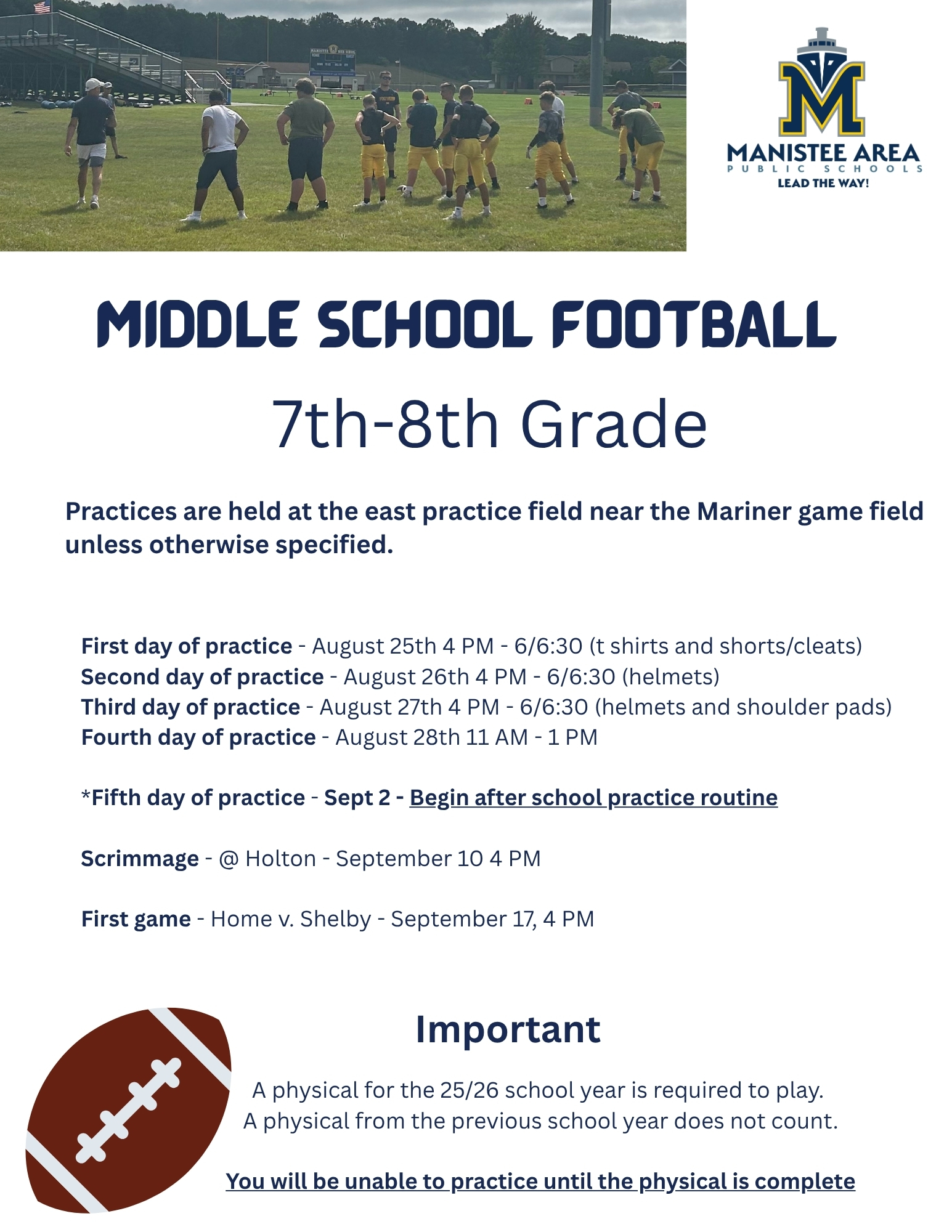 Middle school football flyer