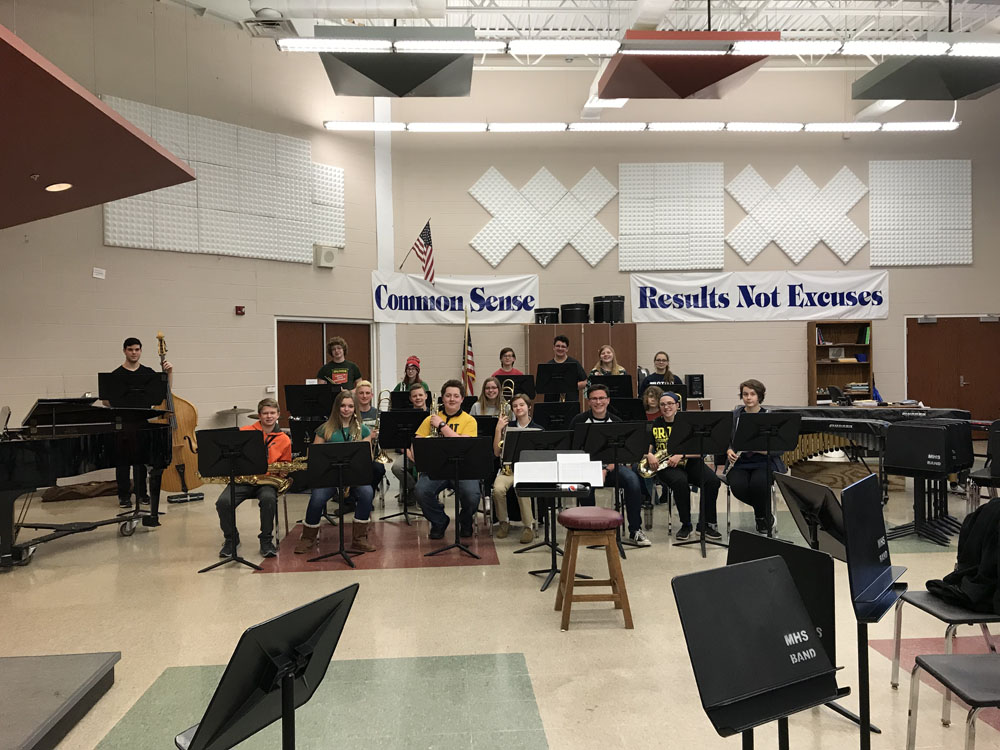 band students performing in classroom