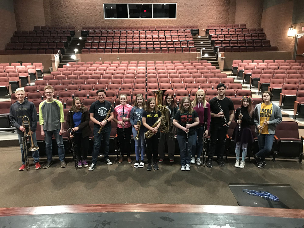 Band students in auditorium