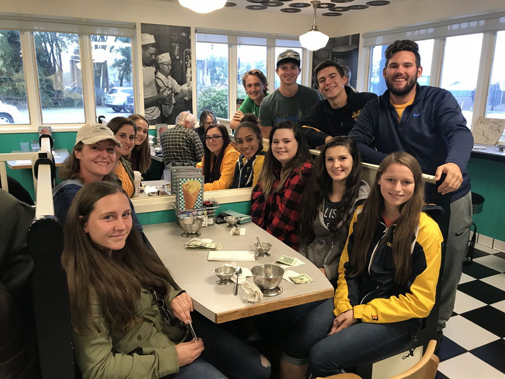 NHS Students dining together