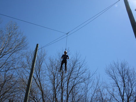 Student on high wire