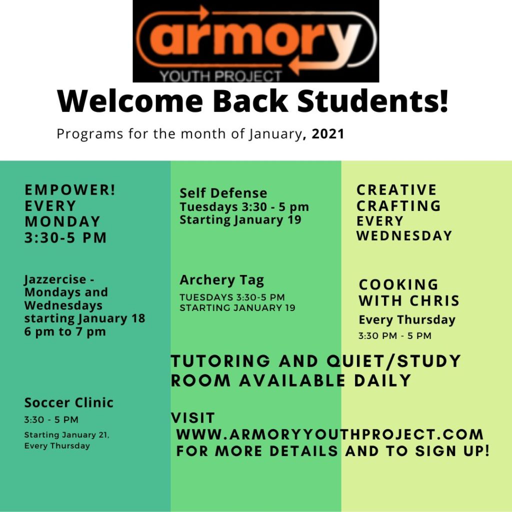 Armory Youth Project January Calendar Manistee Area Public Schools