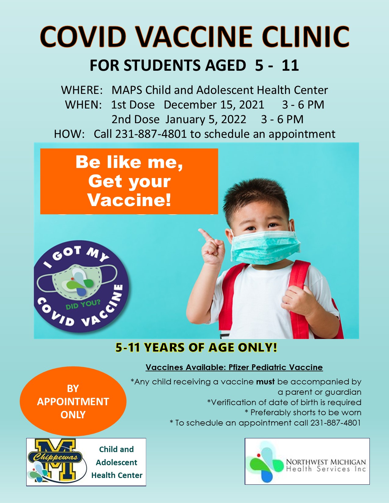 MAPS 5 11 Vaccine Flyer 5-11 vaccination clinic flyer