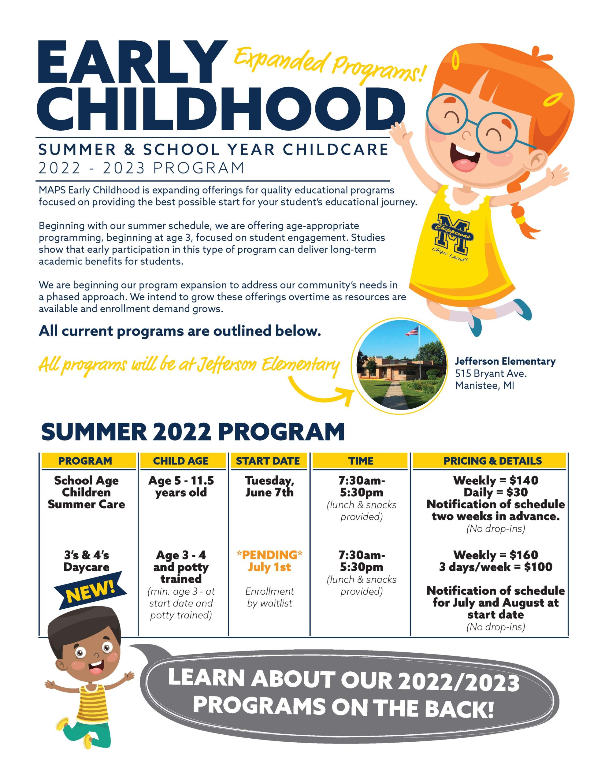 early childhood program enrollment flyer