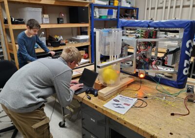 Students working on robotics project