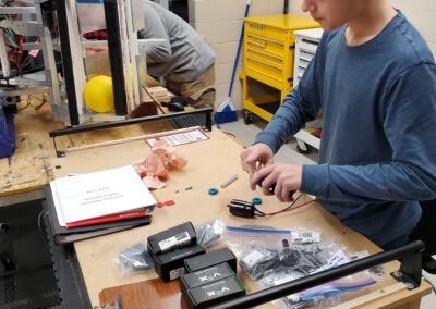 Students working on robotics project