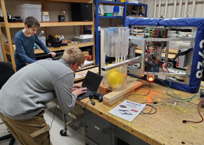 Students working on robotics project