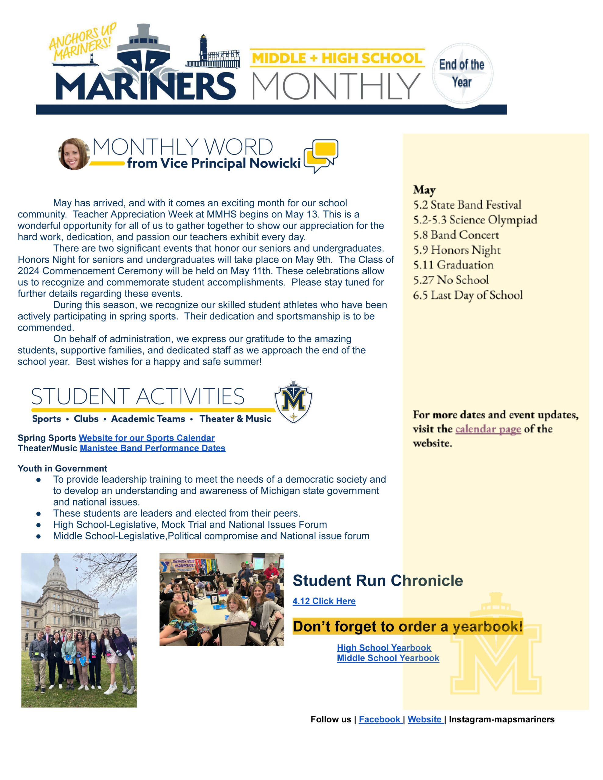 First page of May 2024 newsletter