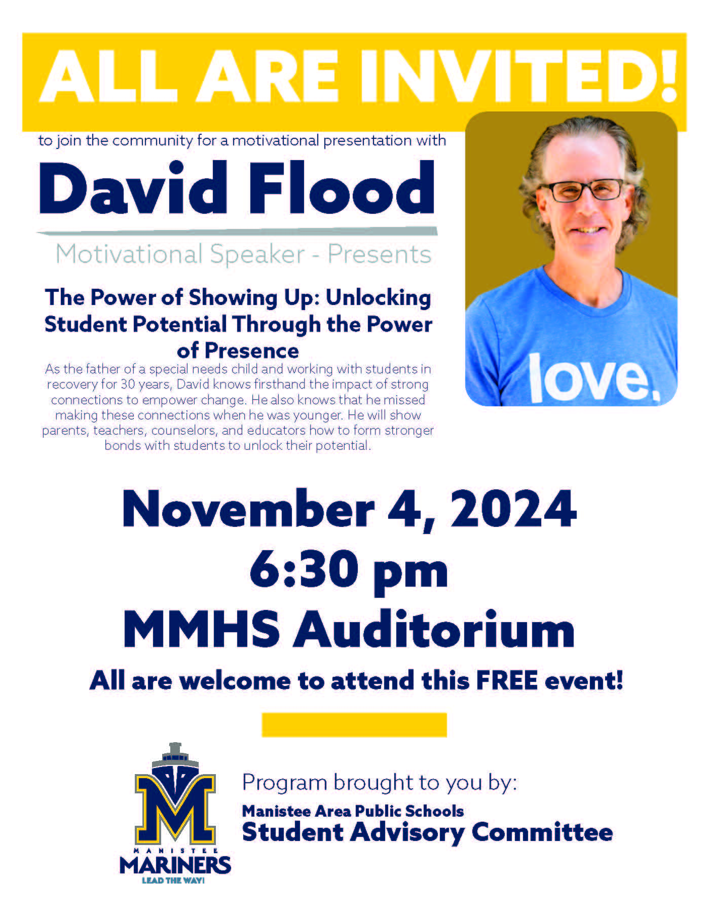 David Flood speaking engagement flyer