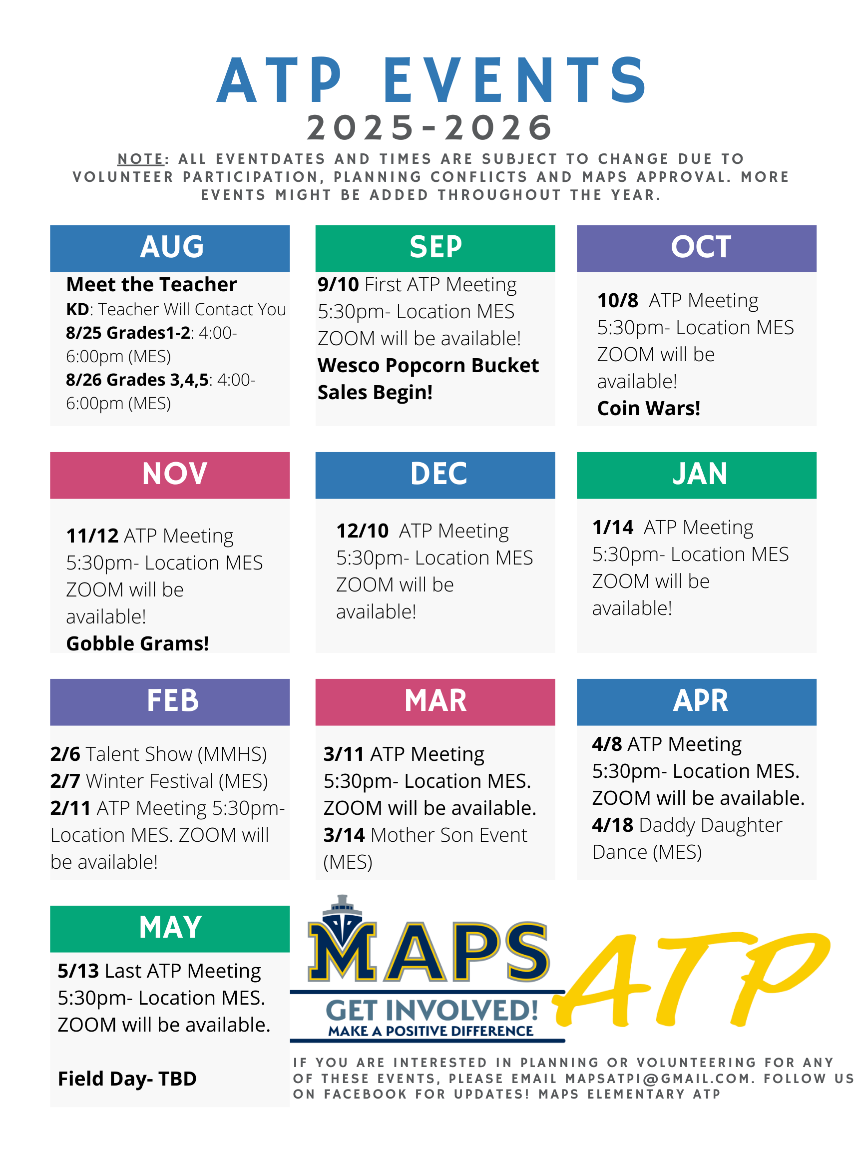 ATP At a Glance Calendar
