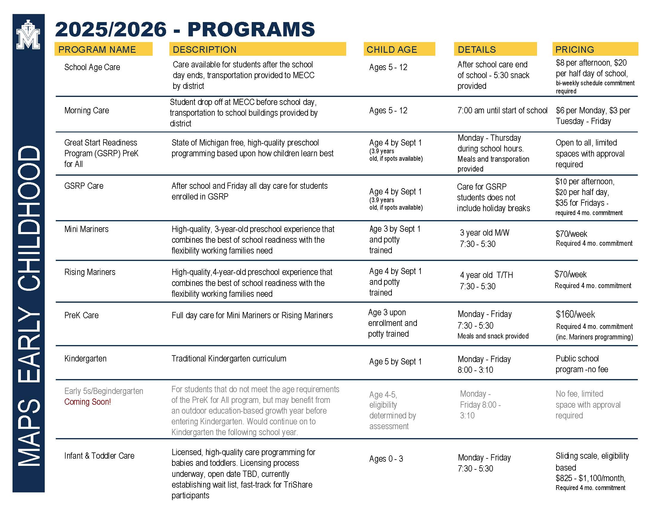 Early Childhood Center flyer