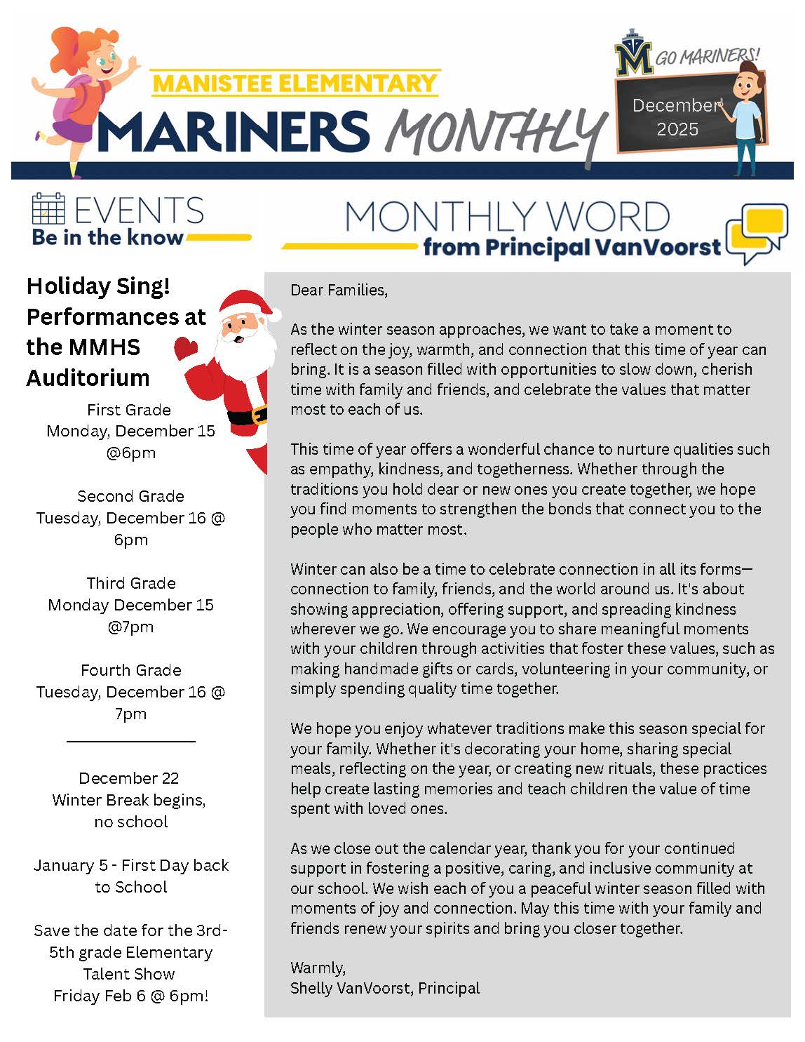 MES12 25 Newsletter V2 Page 1 Cover page of December newsletter