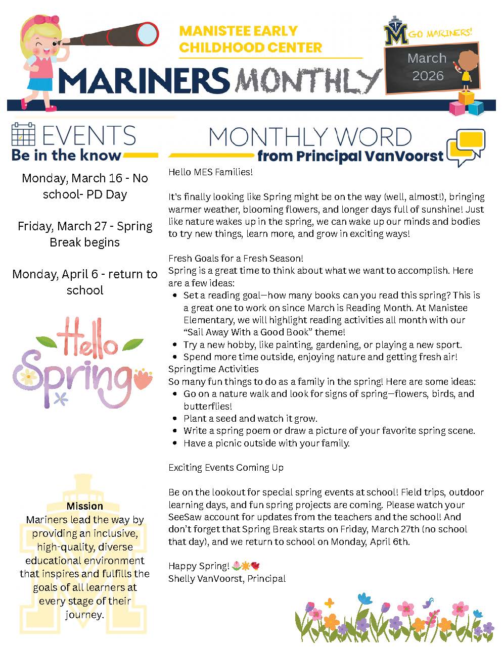 MES March 2026 Newsletter page 1
