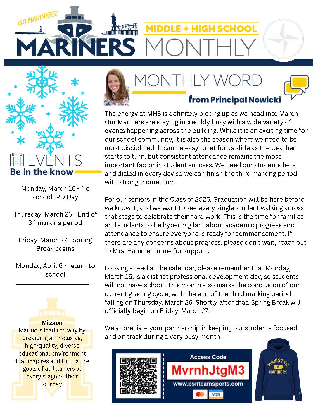 MMHS March 2026 newsletter page 1