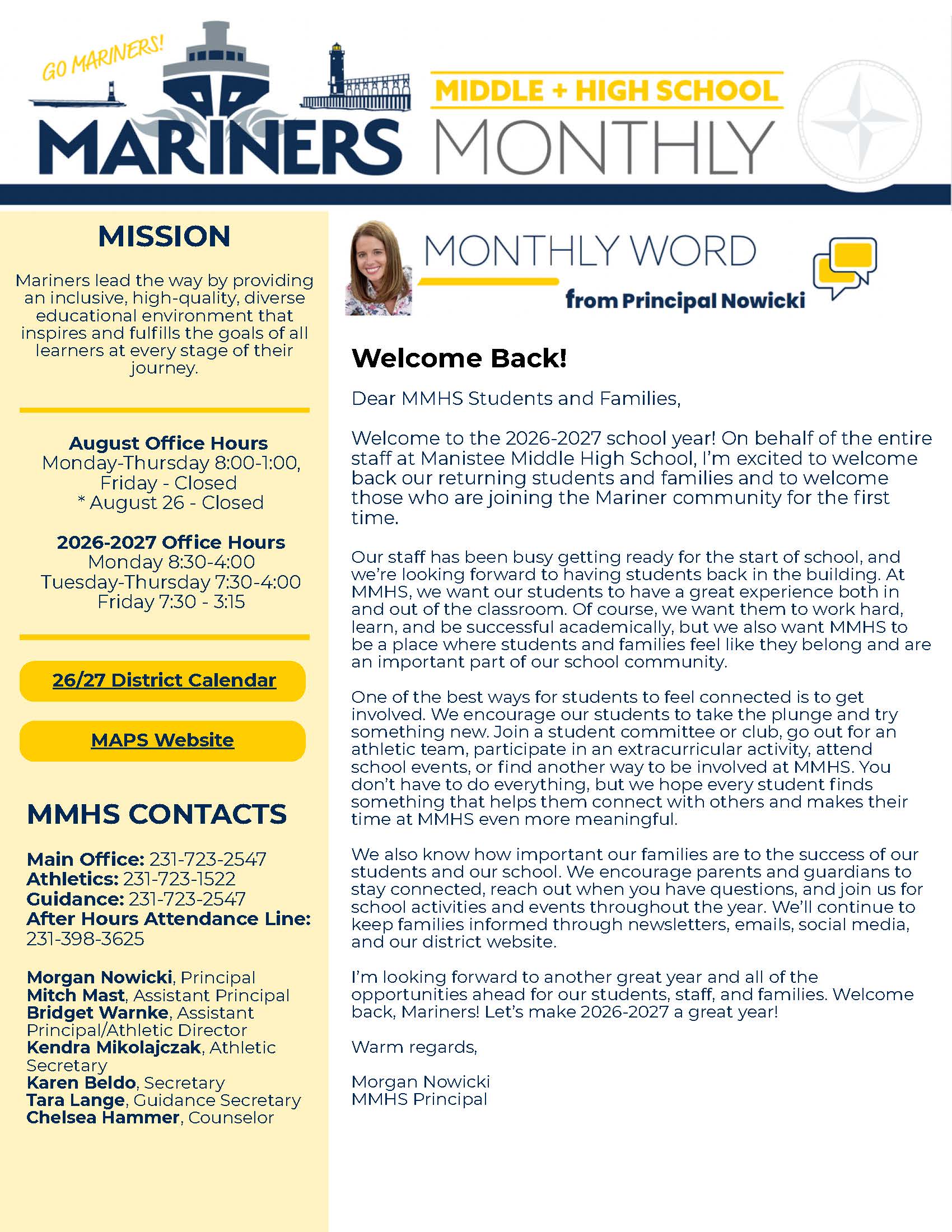 MMHS August 2026 Newsletter 9 Page 1 MMHS September 2026 Newsletter page 1