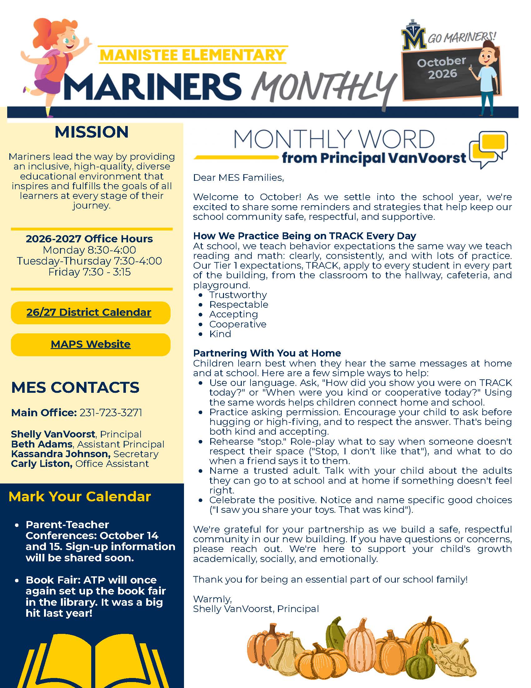 MES October Newsletter page 1