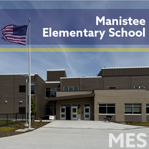 MES Home tile with photo of exterior of school