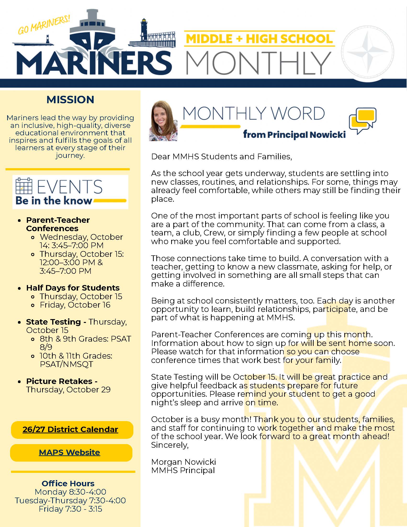 MMHS Newsletter October 2026 V3 Page 1 MMHS October Newsletter page 1